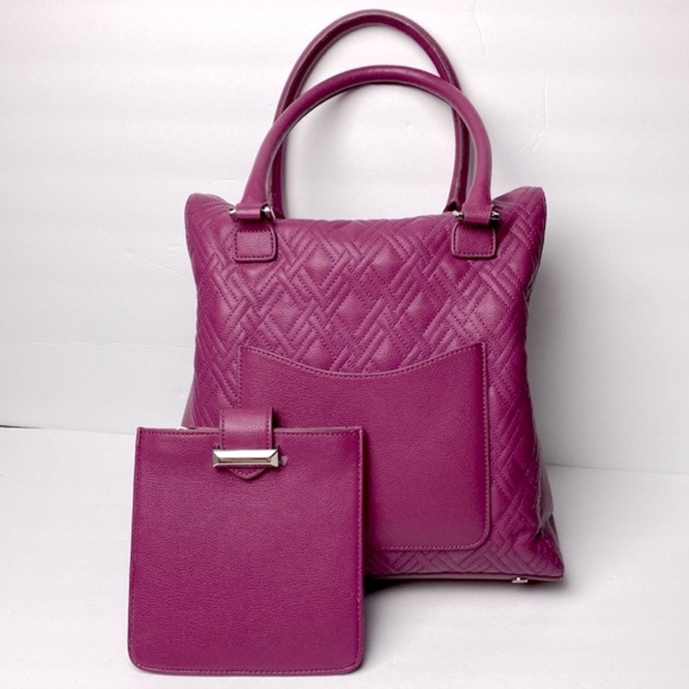 Snob Essentials Fuchsia Tote Handbag Removable zipper coin purse
